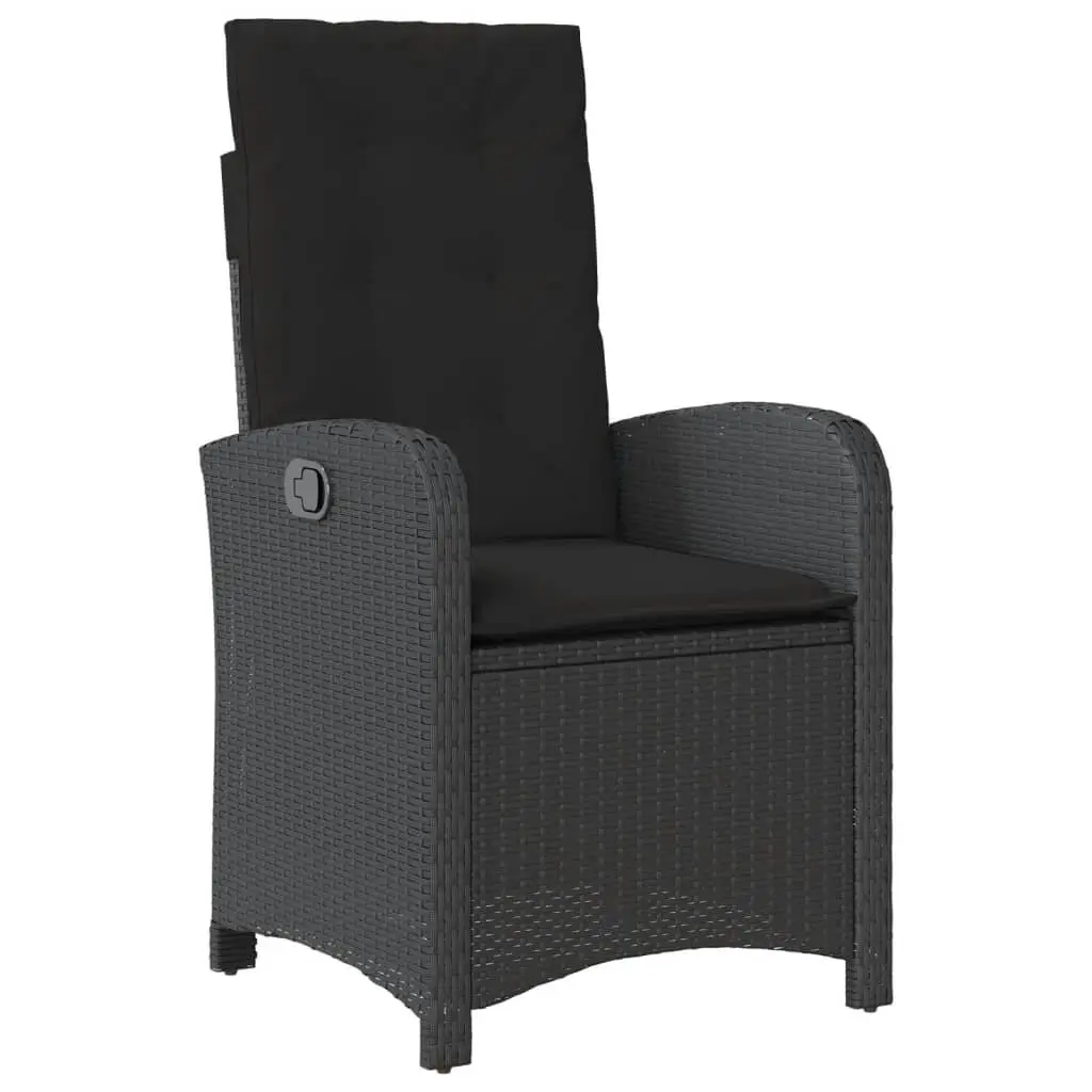 Garden Dining Set 4 Piece Outdoor Furniture with Cushions Black Poly Rattan