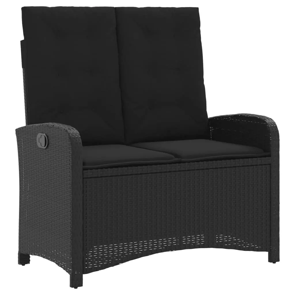 2 Piece Adjustable Backrest Garden Dining Set with Lift Top Table Black PE Rattan