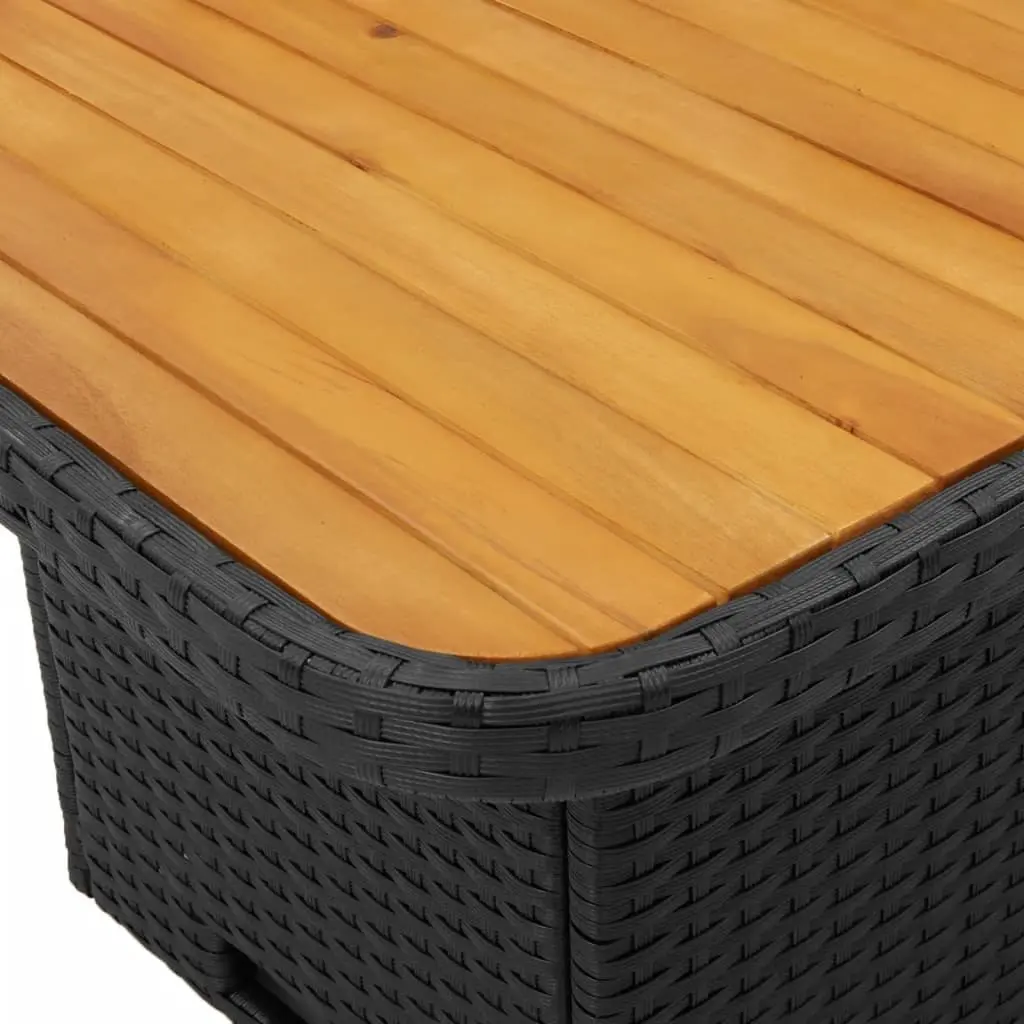 4 Piece Outdoor Garden Dining Set Black Poly Rattan Chairs Table Cushions