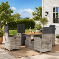 5 Piece Garden Dining Set Ideal for Outdoor Gatherings in Grey