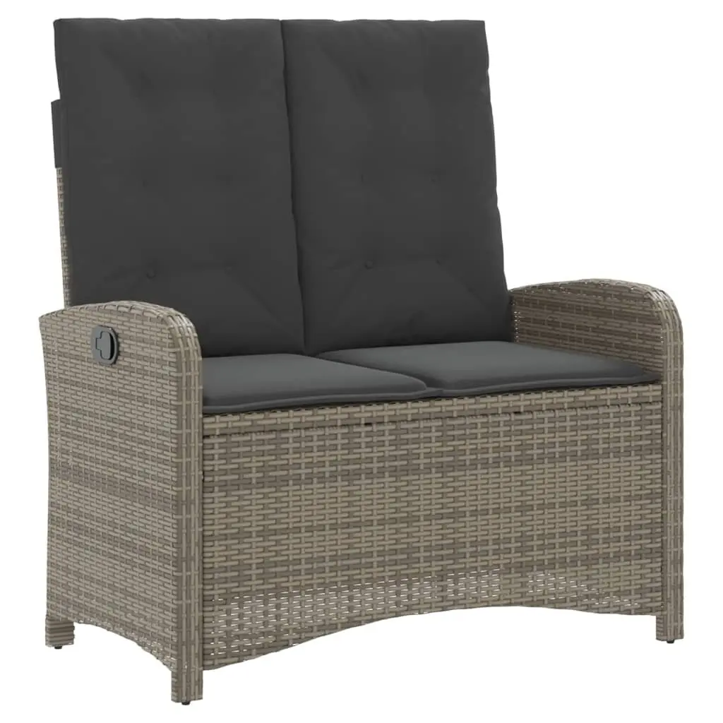 Garden Dining Set PE Rattan 4 Piece Adjustable Height Grey with Cushions