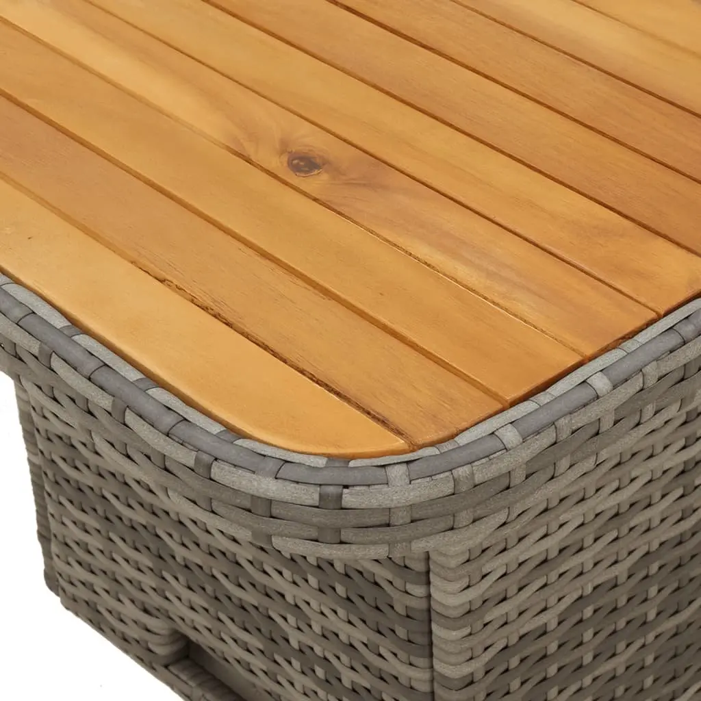 Garden Dining Set PE Rattan 4 Piece Adjustable Height Grey with Cushions