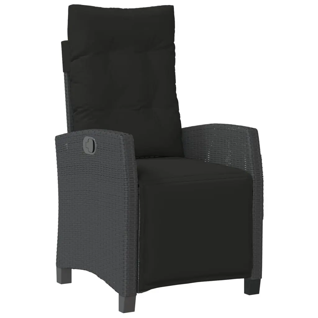 3 Piece Garden Furniture Set Adjustable Black PE Rattan Dining Set with Lift Top Table