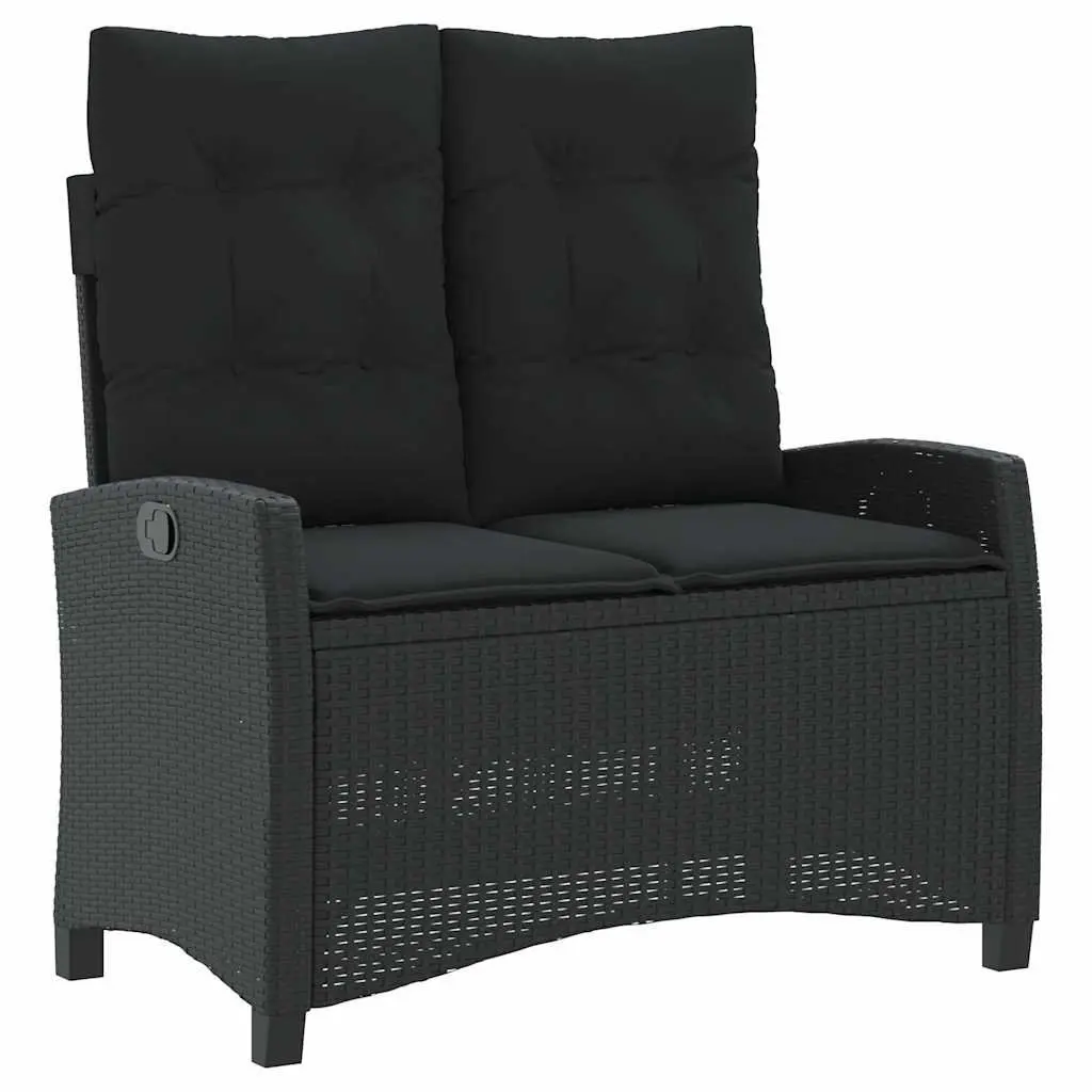 Adjustable Dining Set 2 Piece Black PE Rattan Outdoor Furniture with Lift Top Table