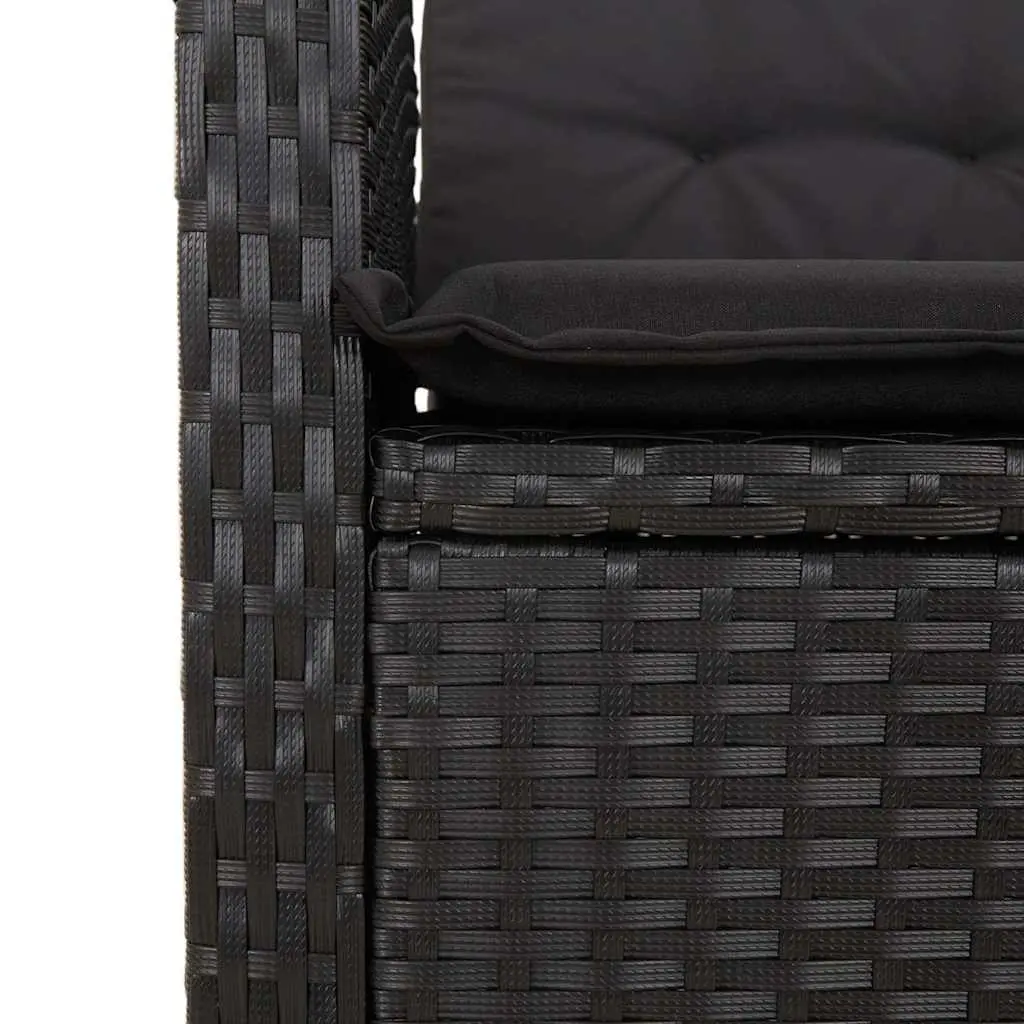 Adjustable Dining Set 2 Piece Black PE Rattan Outdoor Furniture with Lift Top Table