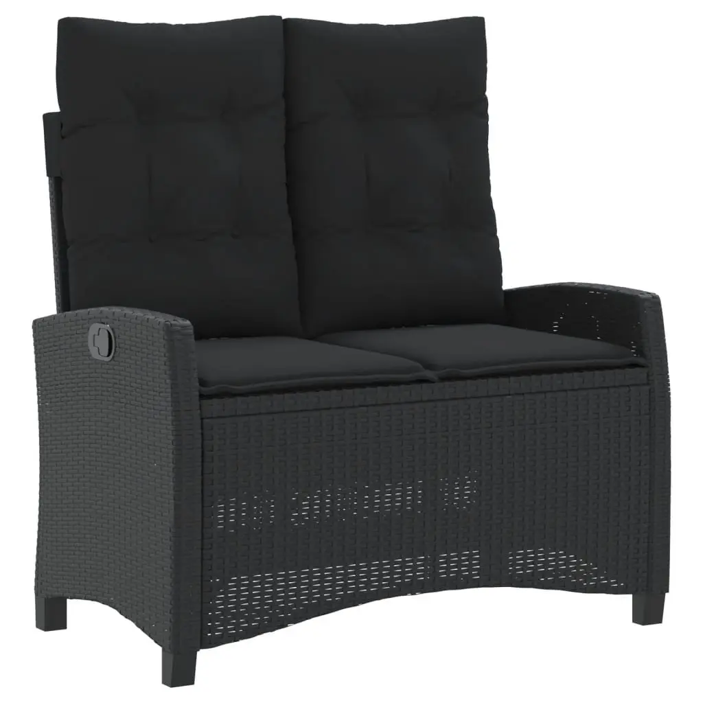 4 Piece Outdoor Dining Set PE Rattan Black Adjustable Backrest Garden Furniture