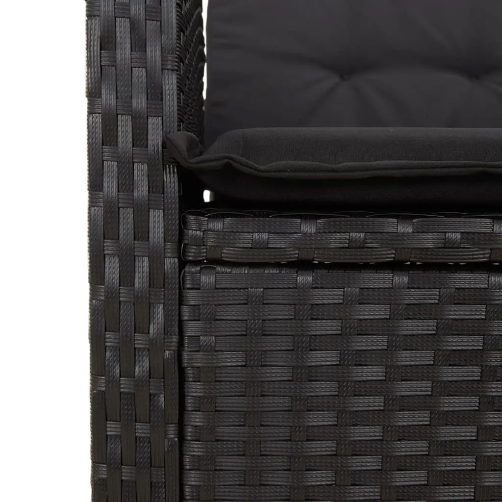 4 Piece Outdoor Dining Set PE Rattan Black Adjustable Backrest Garden Furniture