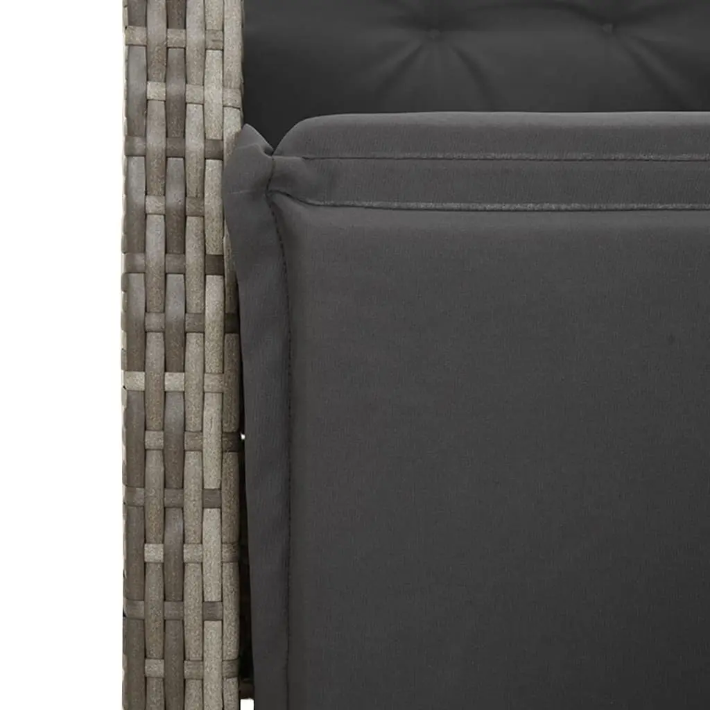 Garden Dining Set PE Rattan 5 Piece Adjustable Backrest Grey