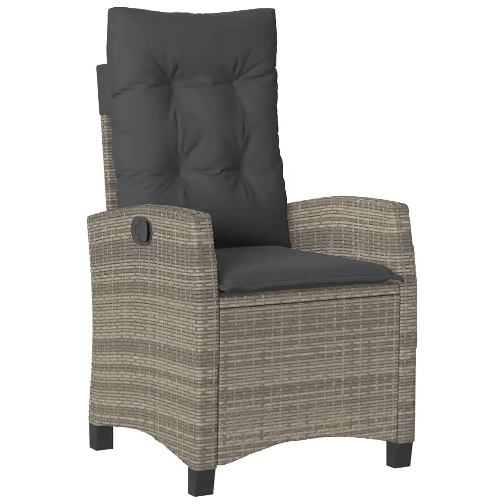 4 Piece Outdoor Dining Set Grey PE Rattan Patio Furniture with Cushions