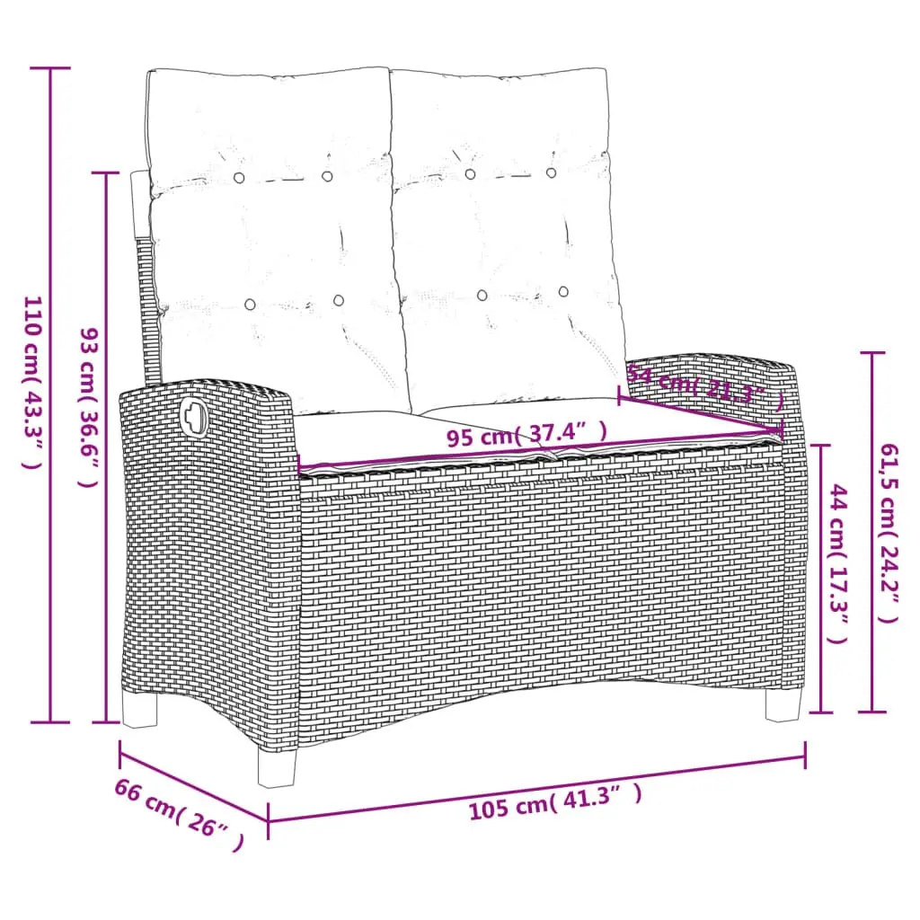 4 Piece Outdoor Dining Set Grey PE Rattan Patio Furniture with Cushions