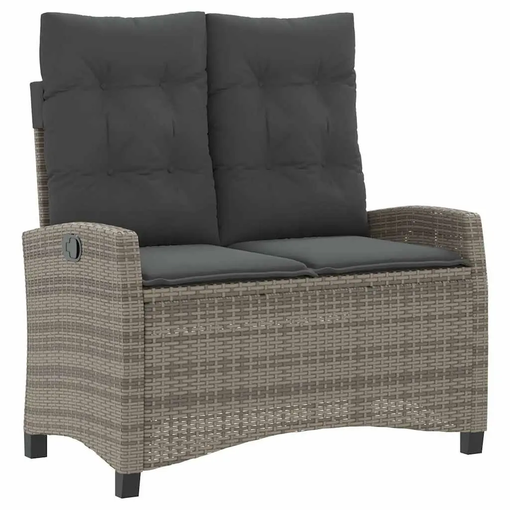 Outdoor Furniture Set Grey Rattan 2 Piece Garden Dining Set with Cushions Adjustable Backrest Lift Top Table
