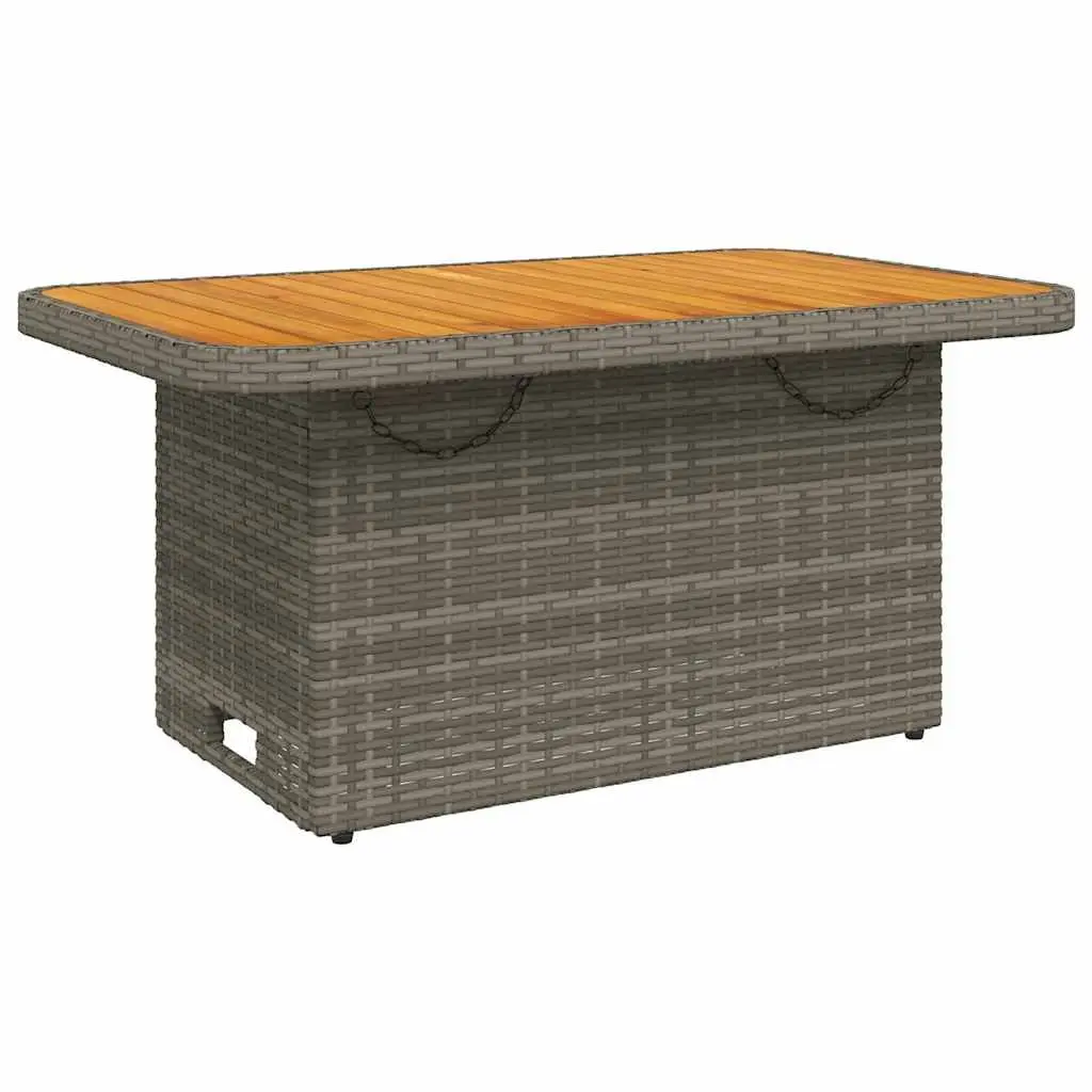Outdoor Furniture Set Grey Rattan 2 Piece Garden Dining Set with Cushions Adjustable Backrest Lift Top Table