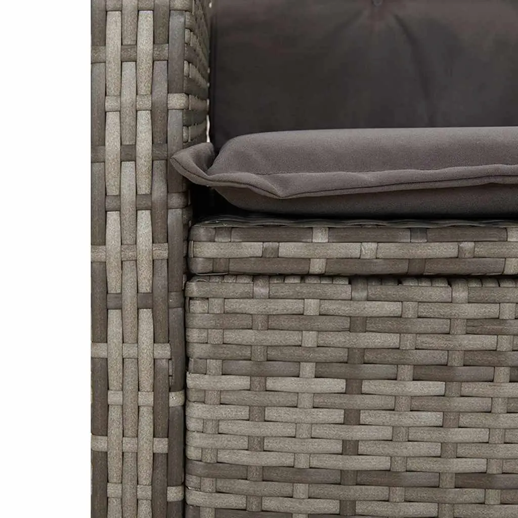 Outdoor Furniture Set Grey Rattan 2 Piece Garden Dining Set with Cushions Adjustable Backrest Lift Top Table