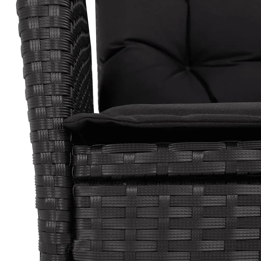Outdoor Dining Set 5 Piece Garden Furniture Black Poly Rattan with Cushions