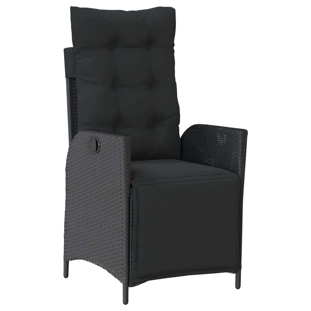 5 Piece Garden Dining Set PE Rattan Adjustable Height Black