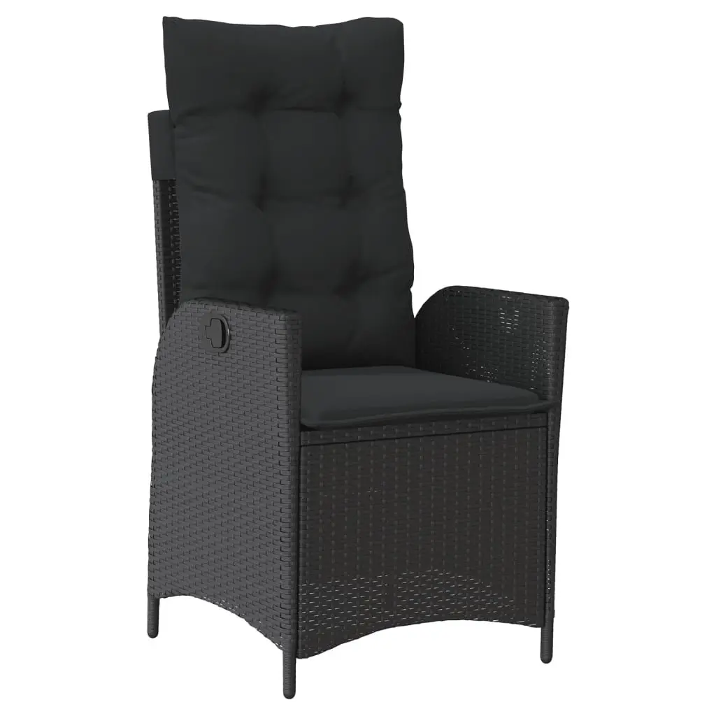 Garden Dining Set 5 Piece PE Rattan Adjustable Table Black with Cushions