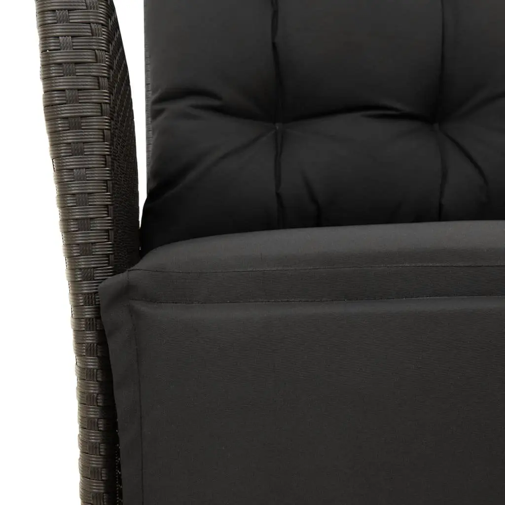 5 Piece Outdoor Dining Set PE Rattan Adjustable Table Black