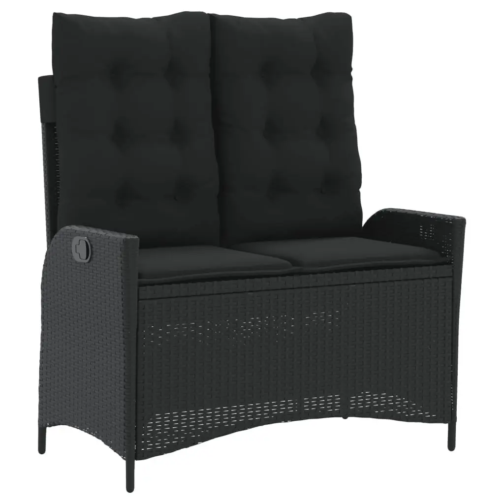 Garden Dining Set PE Rattan 4 Piece Black with Cushions