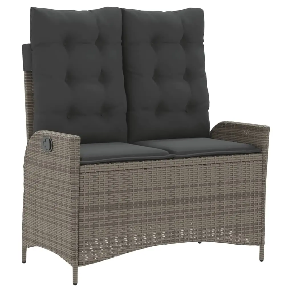 Garden Dining Set PE Rattan 2 Piece Adjustable Backrest Grey