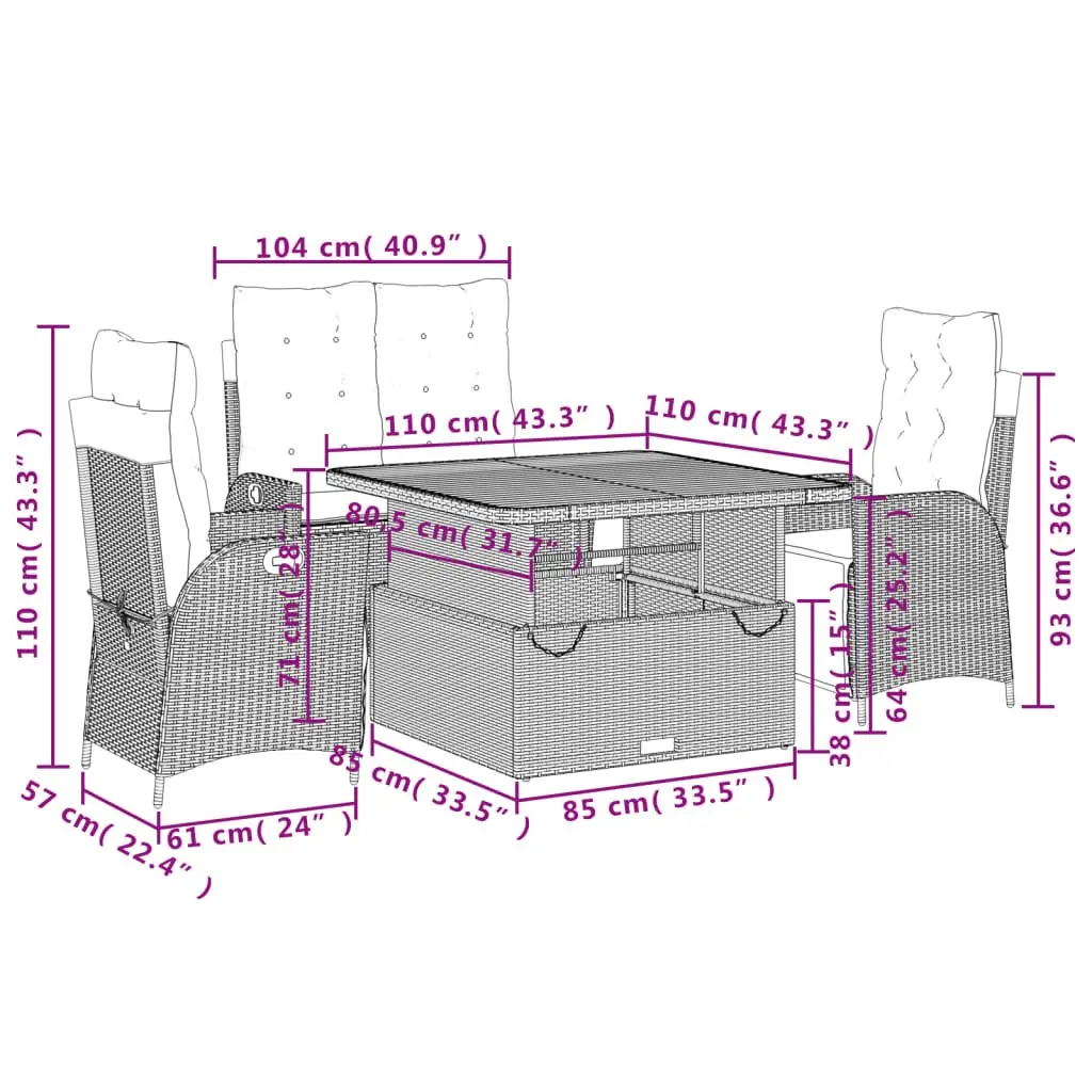 4 Piece Garden Set for Outdoor Living
