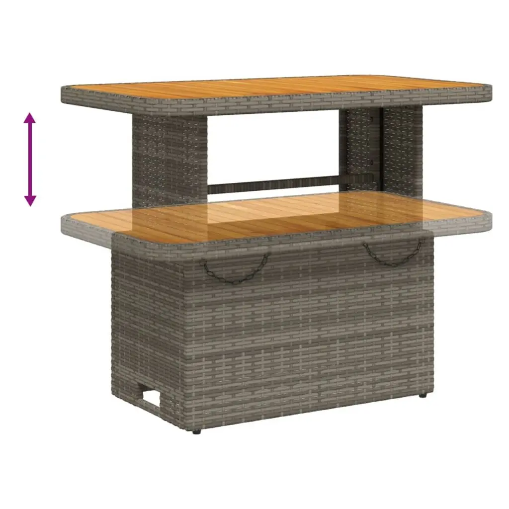 4 Piece Garden Dining Set Adjustable Backrest Lift Top Table Grey Cushions