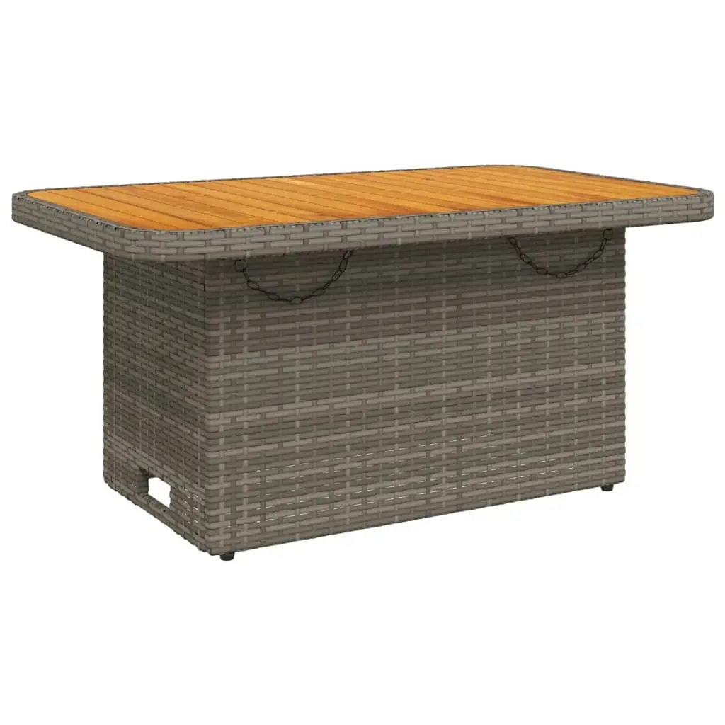 4 Piece Garden Dining Set PE Rattan Adjustable Backrest Lifting Table Grey Cushioned