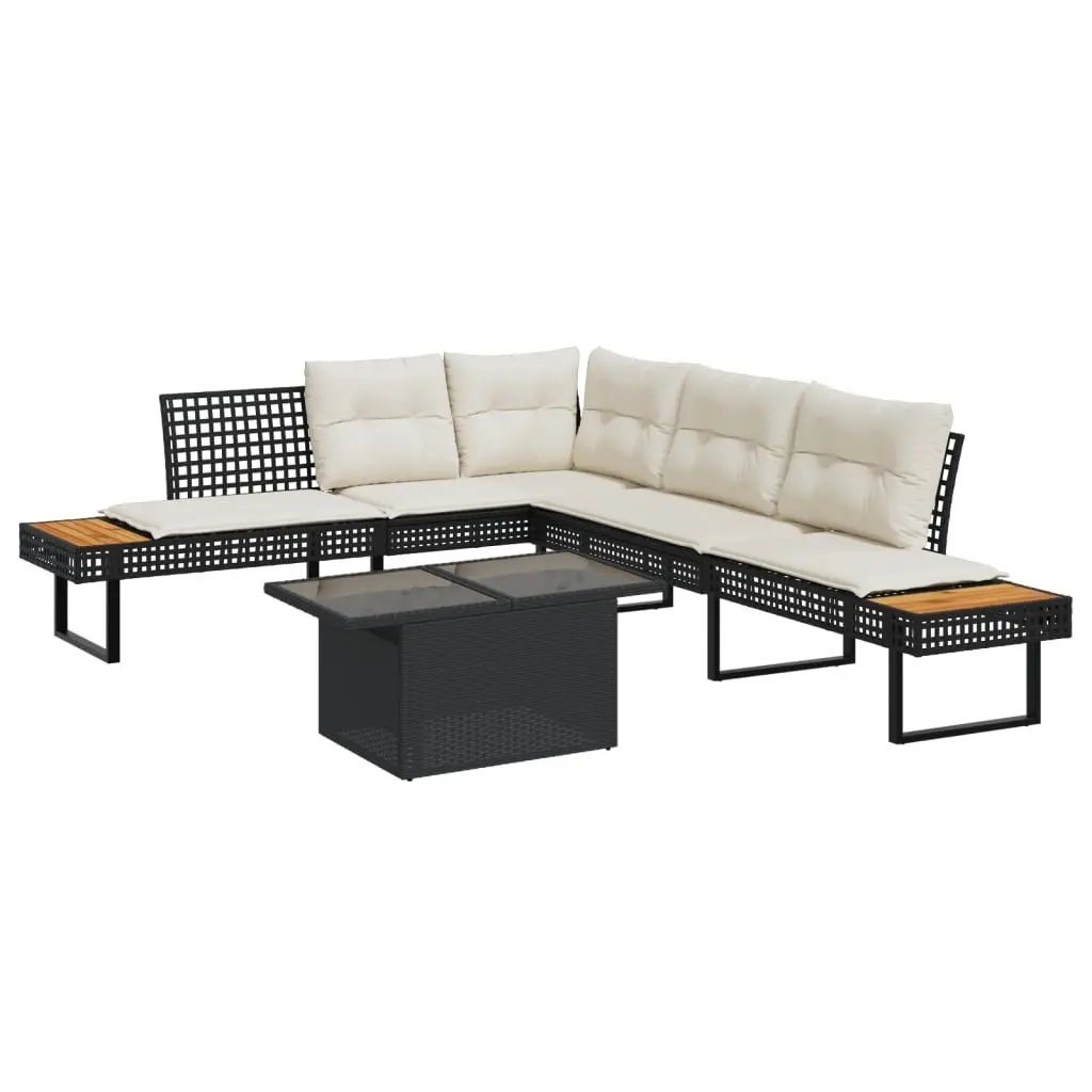 2 Piece Outdoor Garden Sofa Set with Cushions Adjustable Glass Coffee Dining