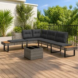 Ideal for Outdoor Use: 2 Piece Grey Garden Sofa Set