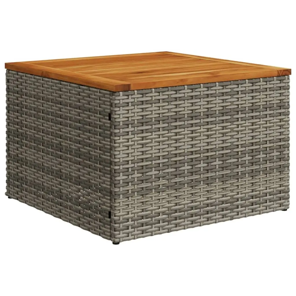 Garden Sofa Set Grey PE Rattan Cushions Acacia Wood Table 2 Piece