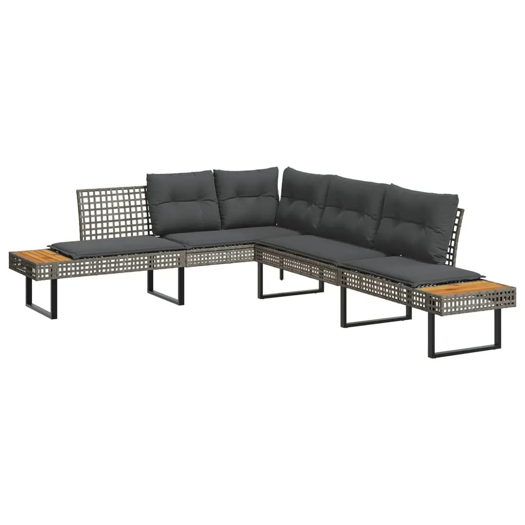 Garden Sofa Set 2 Piece Grey Outdoor Furniture Patio Seating with Cushions