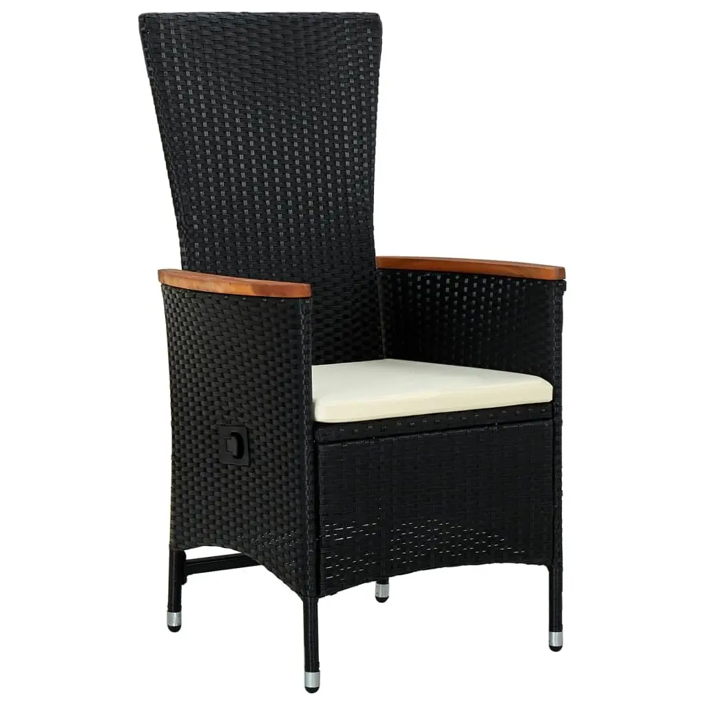 Garden Dining Set 9 Piece Black Poly Rattan Outdoor Furniture with Cushions