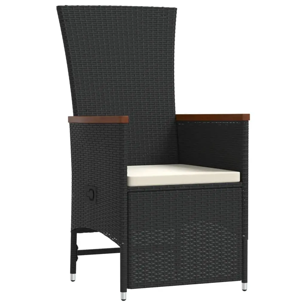 Outdoor Dining Set 9 Piece Garden Furniture with Cushions Black Poly Rattan