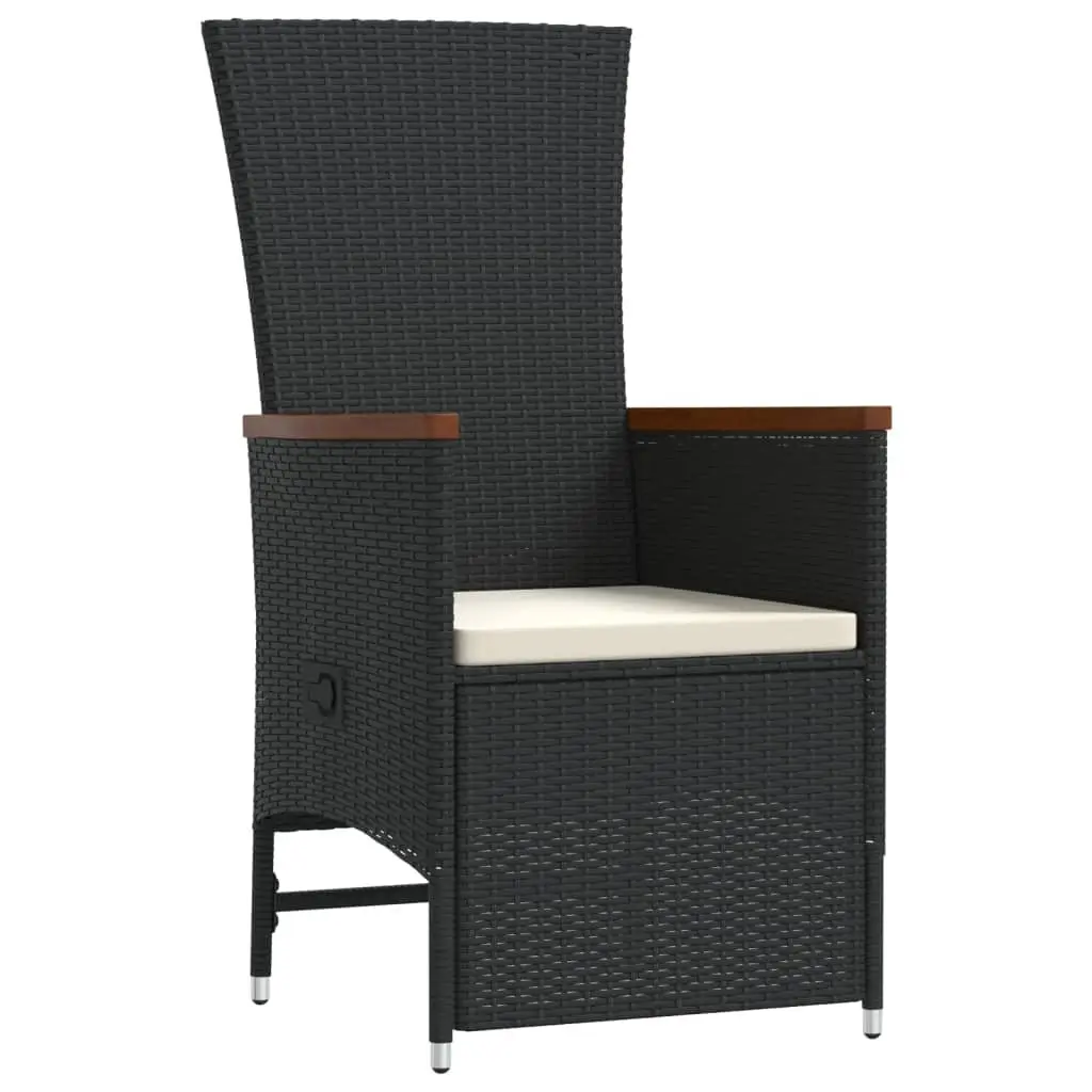 Outdoor Dining Furniture Set 11 Piece PE Rattan Cushioned Black with Glass Tabletop
