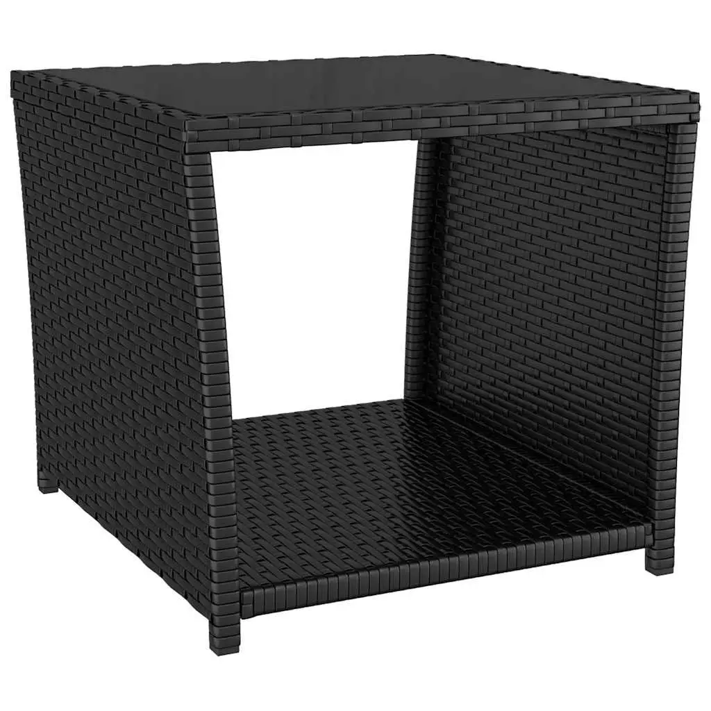 3 Piece Outdoor Dining Set PE Rattan Black Patio Table Chairs