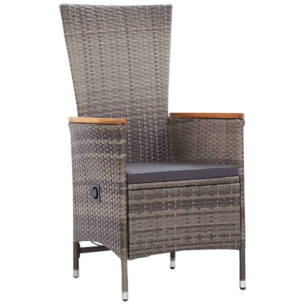 Garden Dining Set 9 Piece Outdoor Furniture Grey Poly Rattan Patio Table Chairs