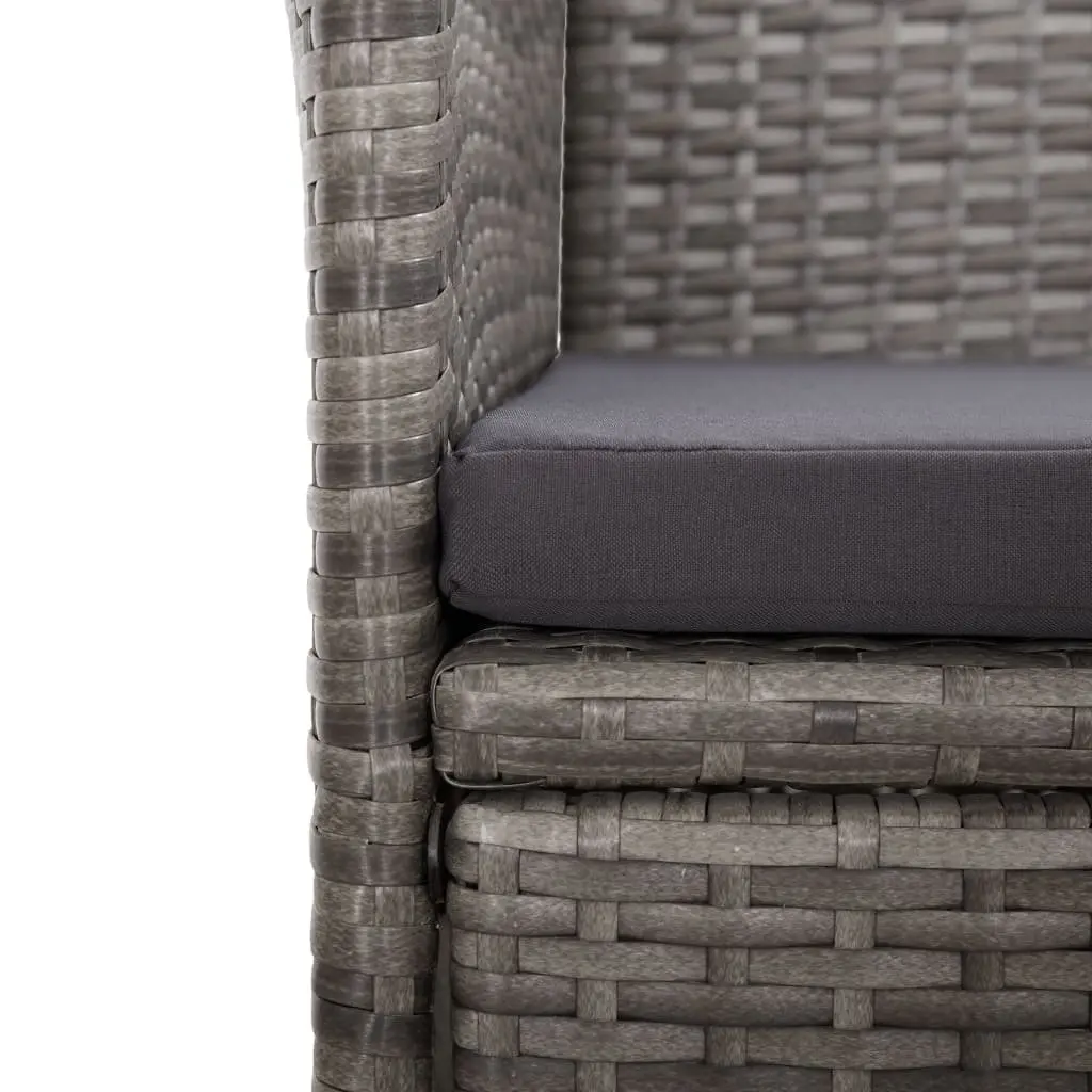 Outdoor Furniture Set 11 Piece Grey Acacia Wood Table Poly Rattan Chairs Cushions