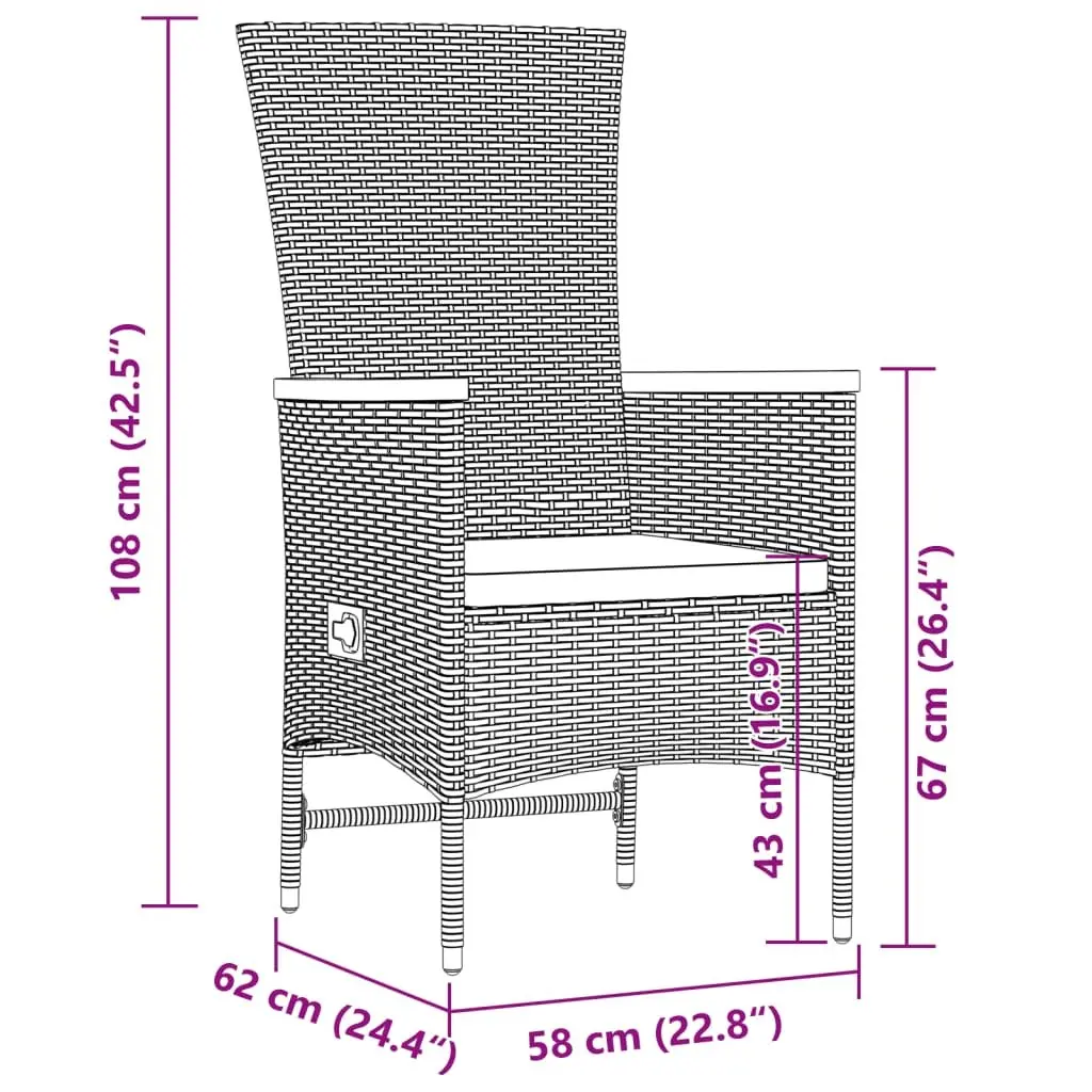 Garden Dining Set PE Rattan Acacia Wood Table Grey 11 Piece Outdoor Furniture
