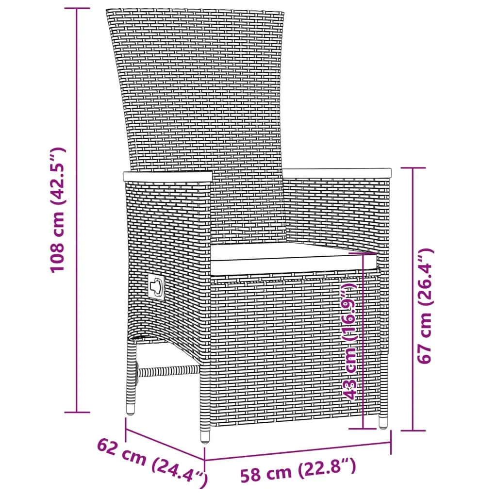 Garden Dining Set 11 Piece PE Rattan Outdoor Furniture Grey Cushions Table