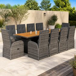 Practical 11 Piece Dark Grey Outdoor Table Set for Any Space