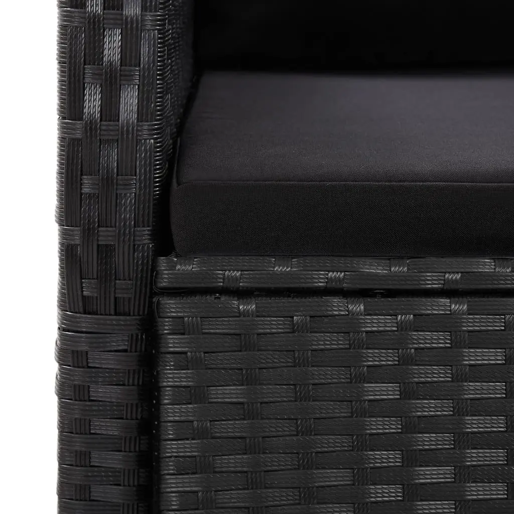9 Piece Garden Dining Set PE Rattan Black Outdoor Furniture Table Chairs