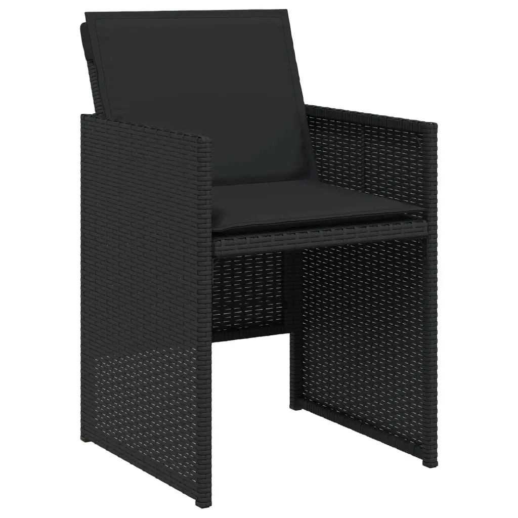 5 Piece Garden Dining Set PE Rattan Black Tempered Glass Table and Chairs