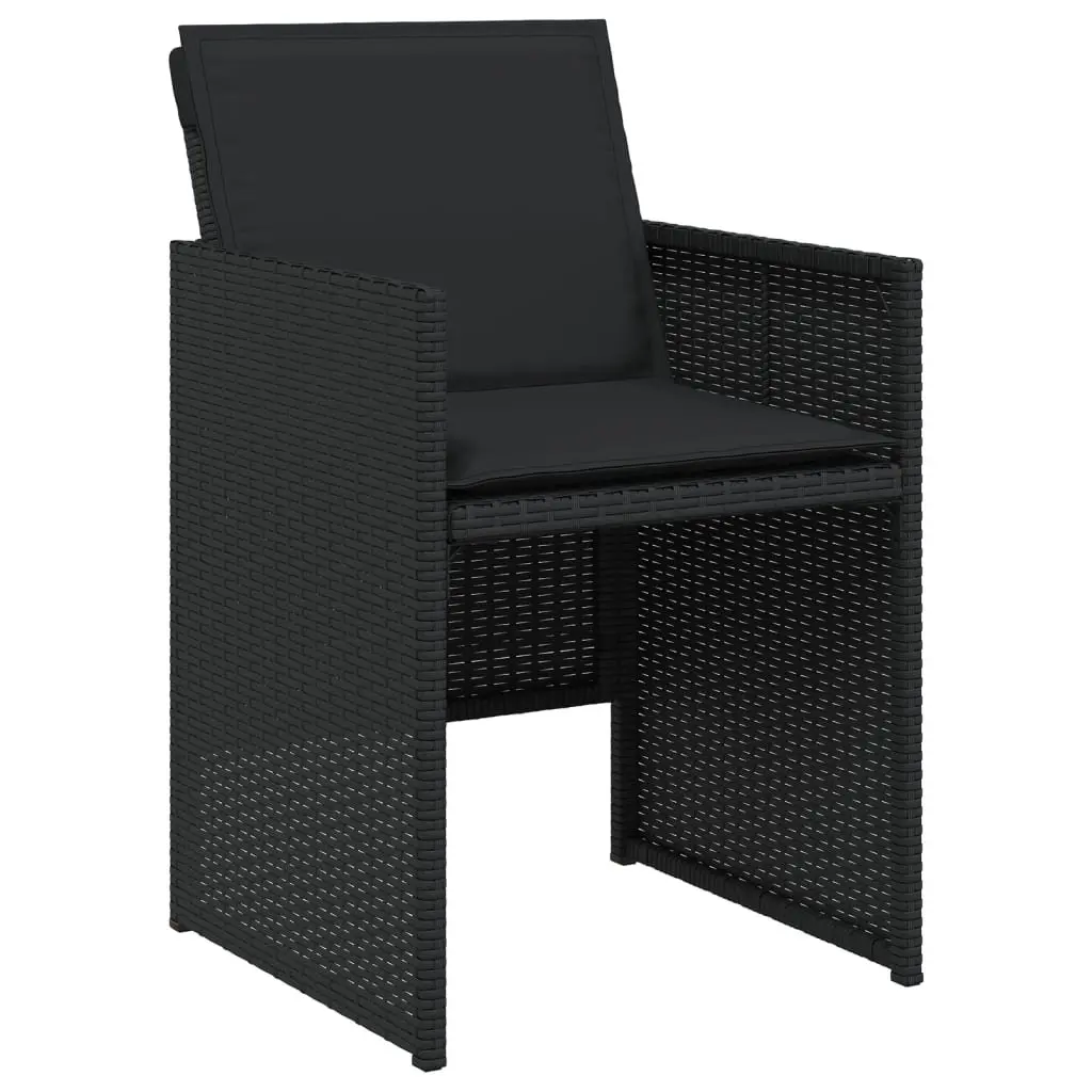7 Piece Outdoor Dining Set PE Rattan Black Patio Table Chairs