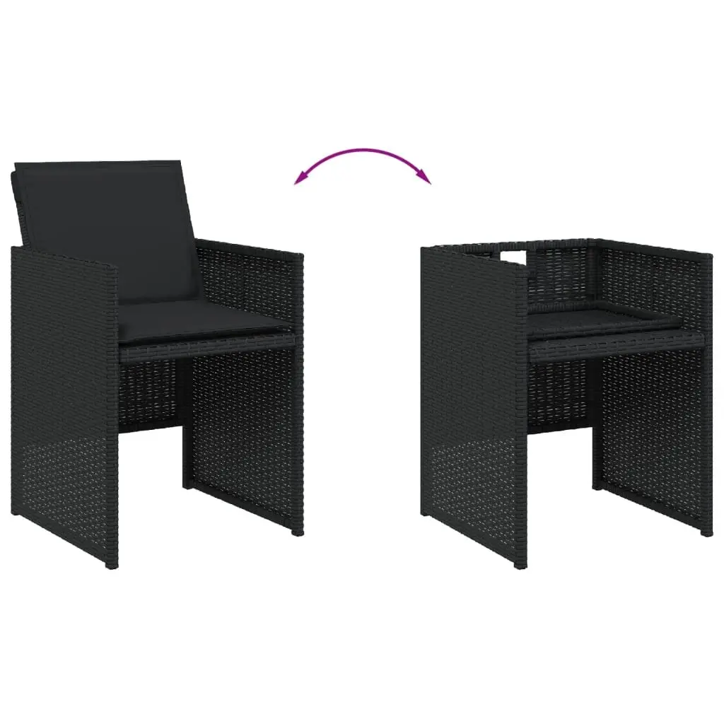 11-Piece Black Poly Rattan Garden Dining Set