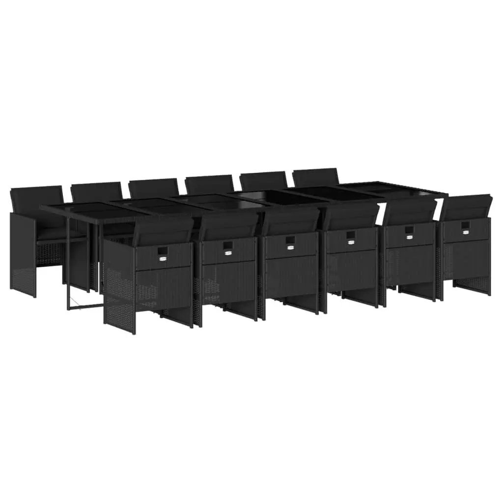 13 Piece Black Outdoor Dining Set Garden Patio Furniture with Cushions Foldable