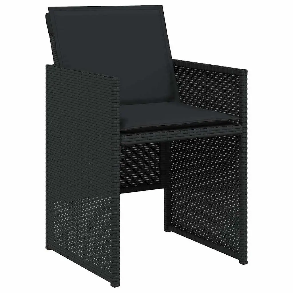13 Piece Garden Dining Set Black Poly Rattan Outdoor Furniture with Cushions