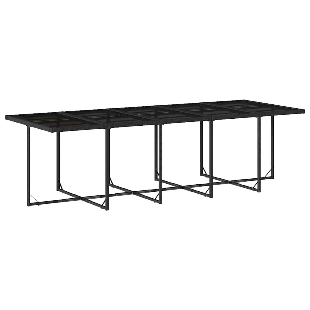 Garden Dining Set 15 Piece PE Rattan Black Outdoor Furniture with Cushions