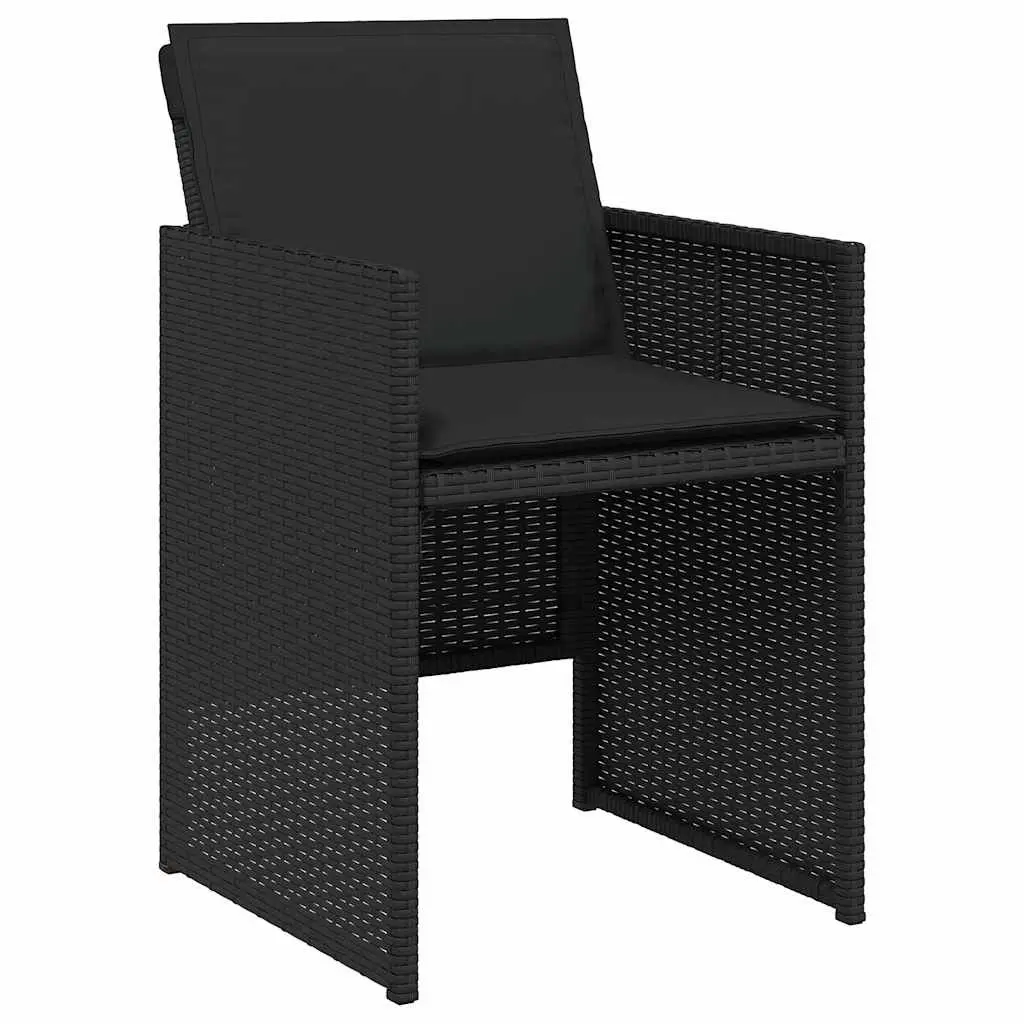 Garden Dining Set 15 Piece PE Rattan Black Outdoor Furniture with Cushions