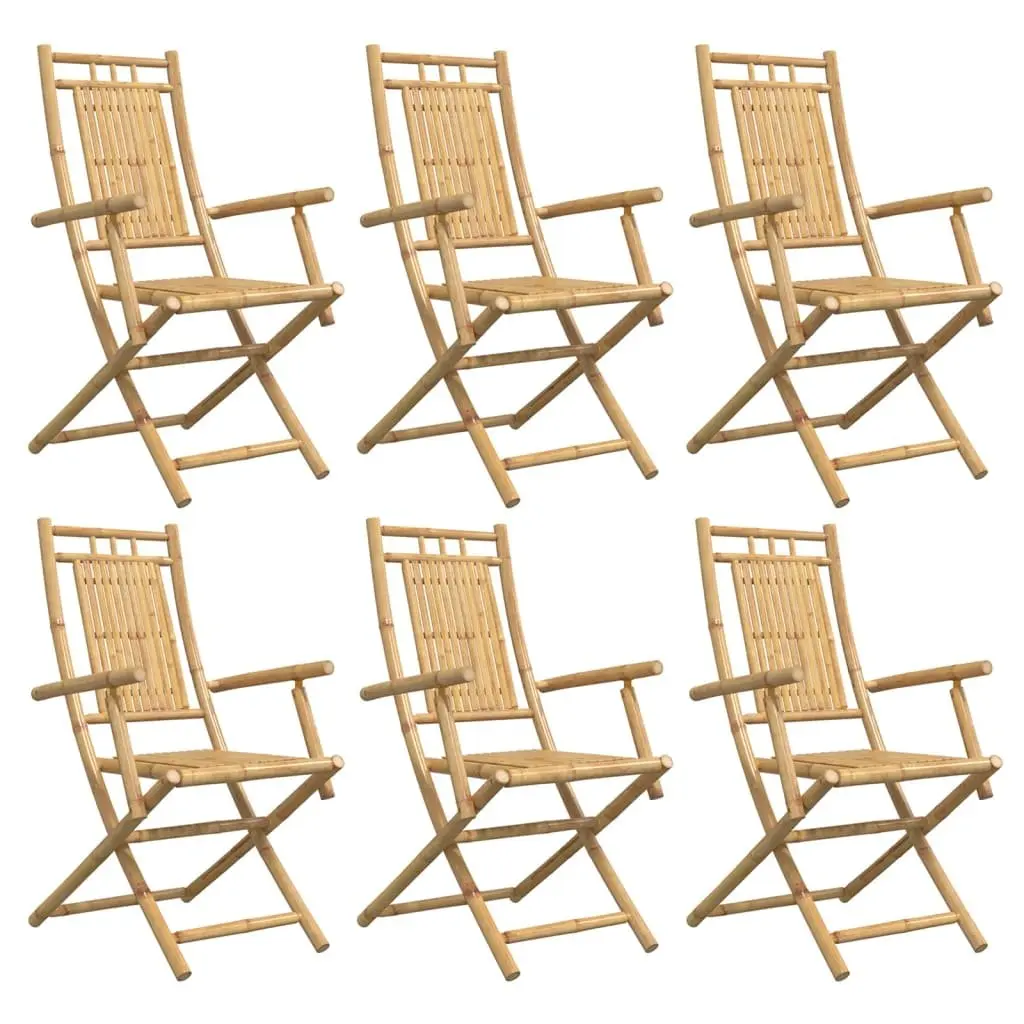 Folding Garden Chairs Bamboo 53x66x99 cm Brown 6 Piece Outdoor Seating Dining