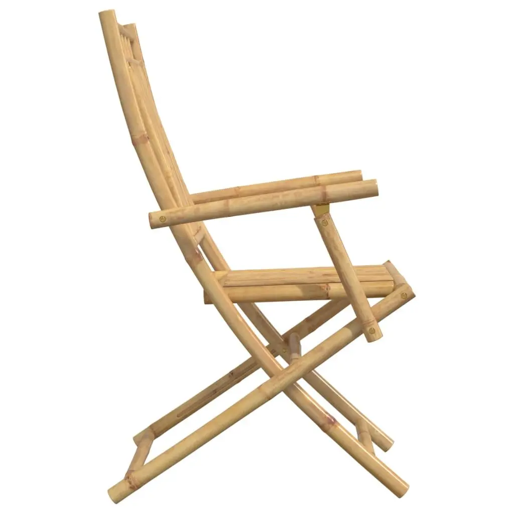 Folding Garden Chairs Bamboo Brown 8 Piece Outdoor Seating Dining Chair Set
