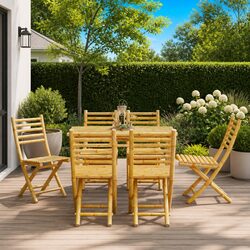 Bamboo Chairs for Outdoor Use Set of 6